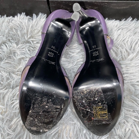 Longchamp Purple Leather Suede Peeptoe Heels Pumps - Picture 6 of 7